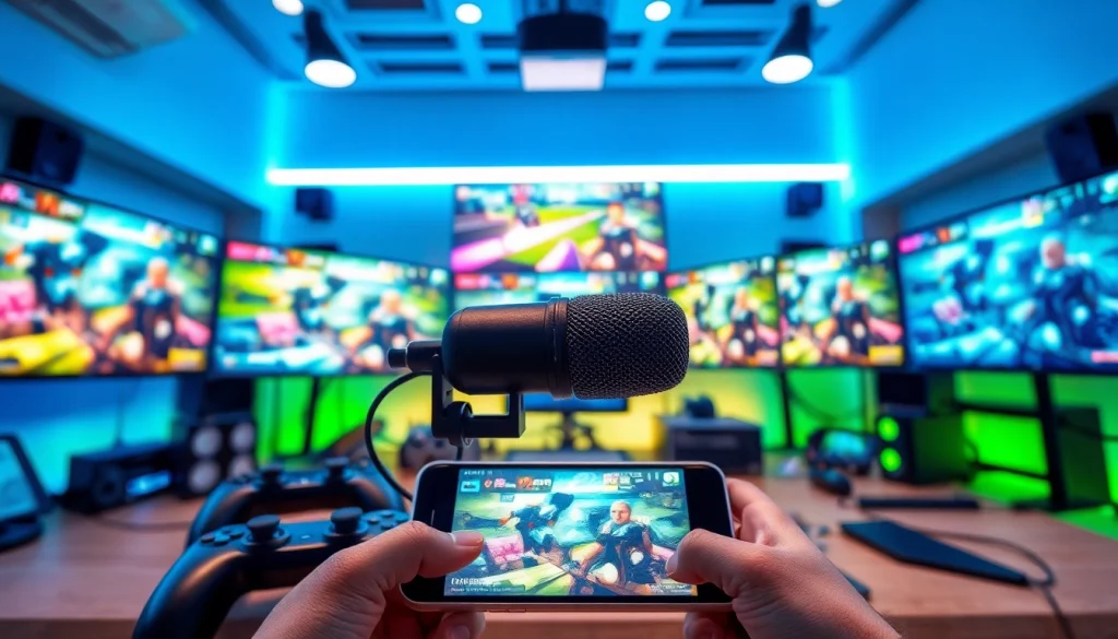 MV88 microphone featured in a lively gaming setup, perfect for streaming.