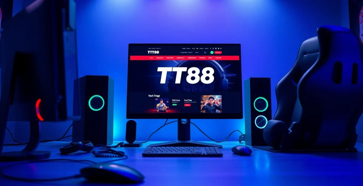 Experience online gaming with TT88 platform showcasing a modern setup and vibrant ambiance