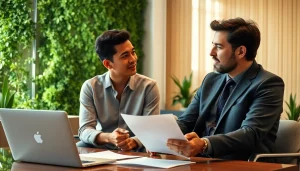 카드 현금화 전문가가 클라이언트와 상담하는 장면