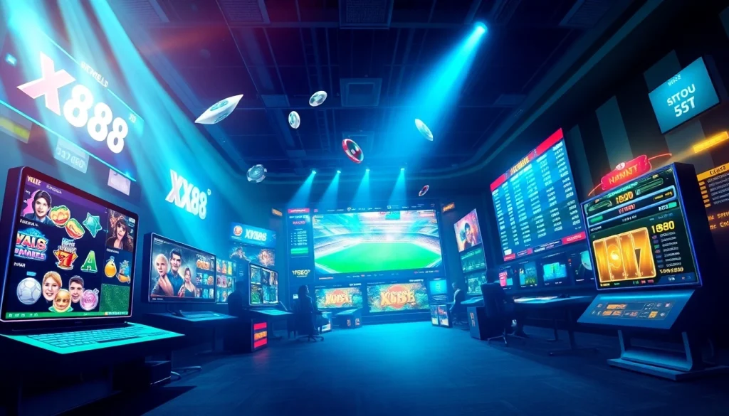 Experience the excitement of XX88's online betting with a vibrant gaming platform illustration.