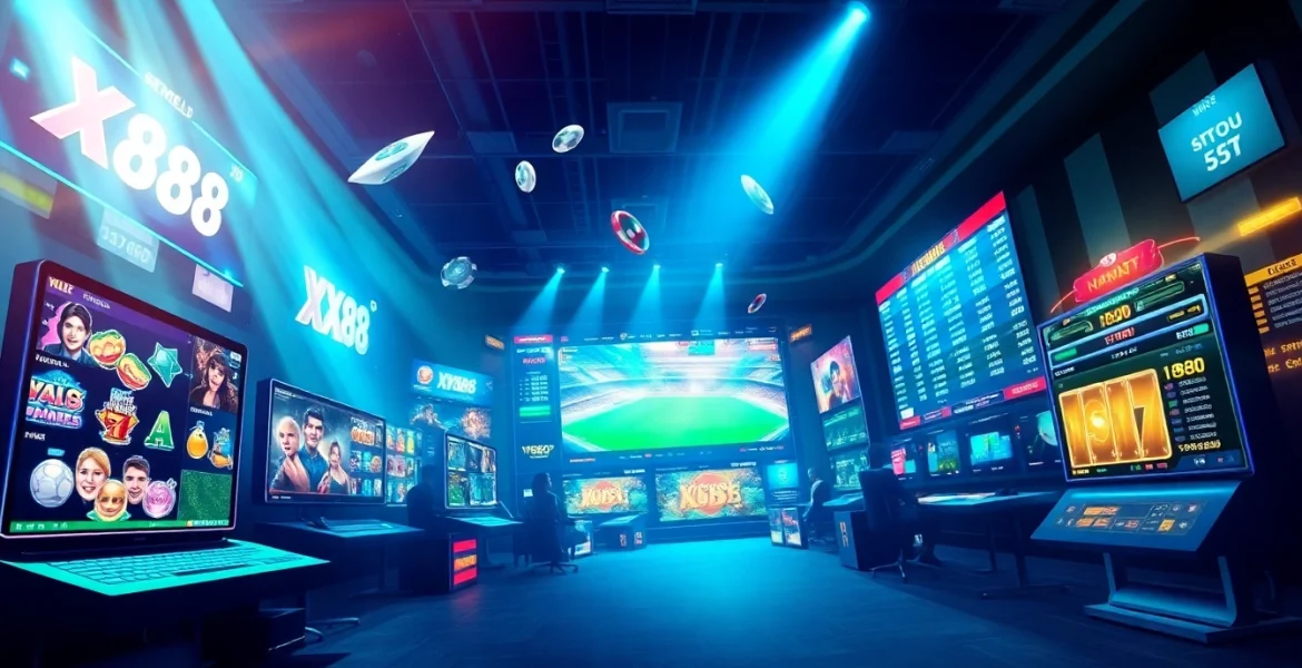 Experience the excitement of XX88's online betting with a vibrant gaming platform illustration.