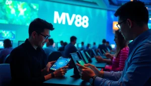 MV88 app interface showcasing online gaming with USDT transactions and vibrant design.