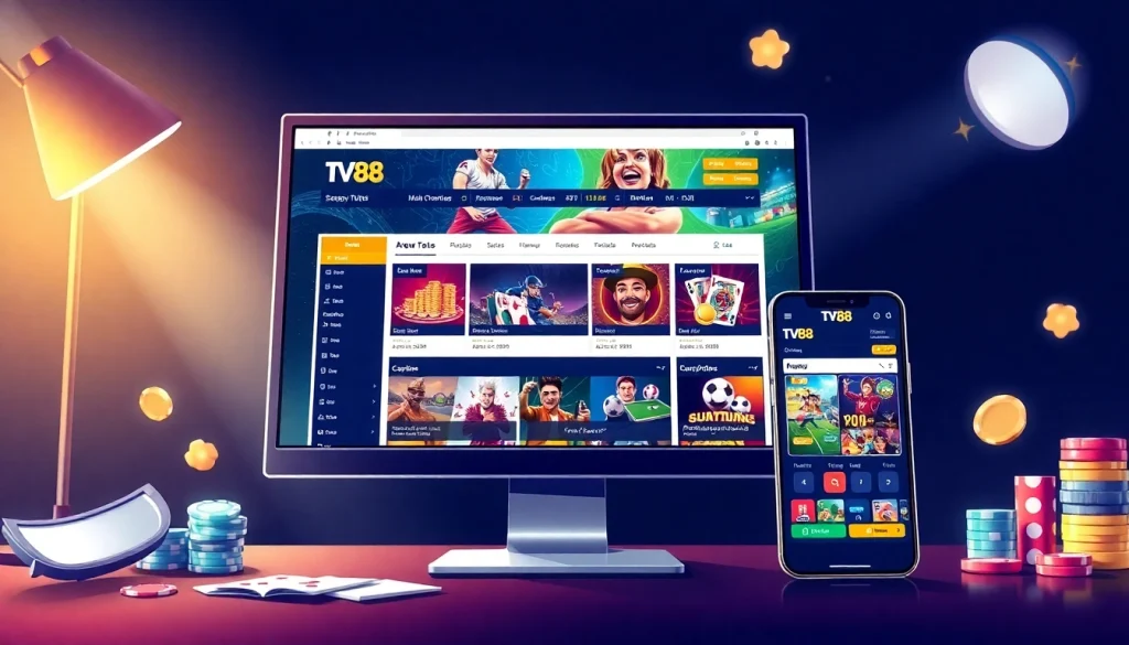 Experience the vibrant online betting world at TV88 with engaging game graphics and user-friendly interfaces.