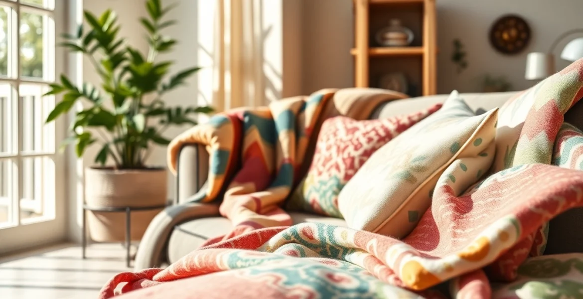 canvas stof op een stijlvol meubel met kleurrijke patronen