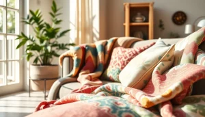 canvas stof op een stijlvol meubel met kleurrijke patronen