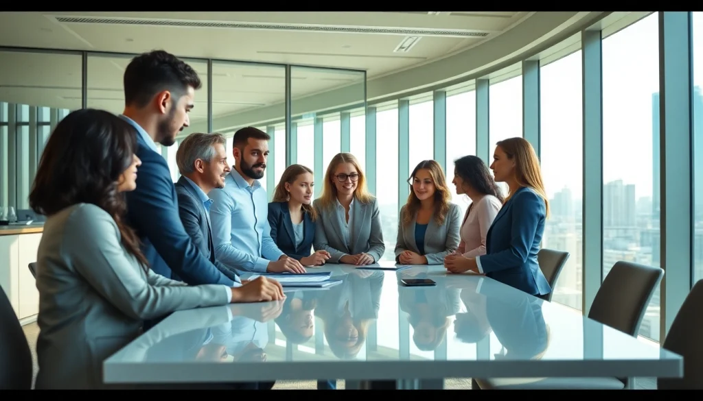 Engaged team discussing investment management San Antonio strategies in a modern office.
