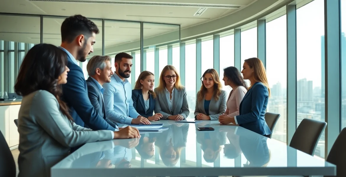 Engaged team discussing investment management San Antonio strategies in a modern office.
