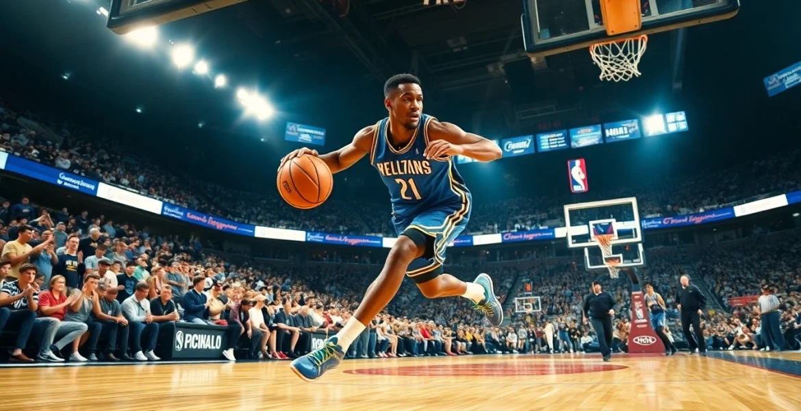 nba중계 경기에서 공격하는 농구 선수의 생동감 넘치는 모습