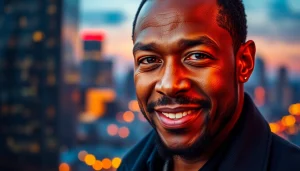 Leroy Silver showcasing passion and creativity in a vibrant city at sunset.