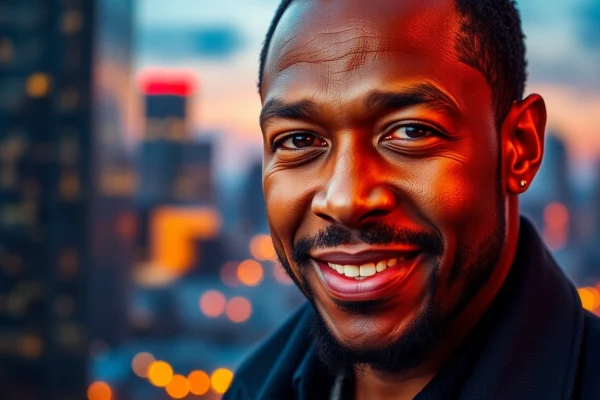 Leroy Silver showcasing passion and creativity in a vibrant city at sunset.