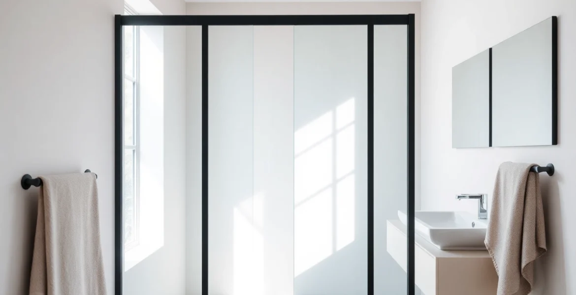 Admire cette paroi de douche 150x200 avec un design élégant dans une salle de bain moderne.