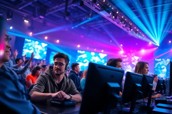 79king players dominate the esports arena, showcasing intense competition and vibrant graphics.