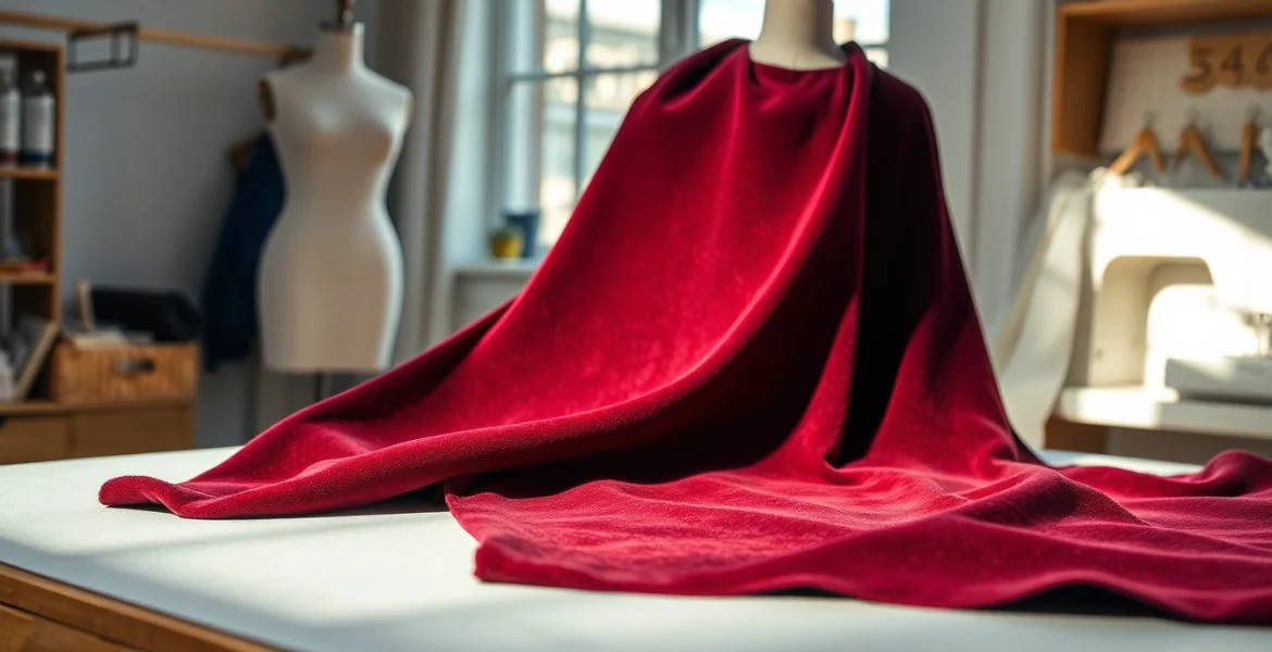 Punta di Roma stof met luxe textuur op een naaitafel in natuurlijk licht