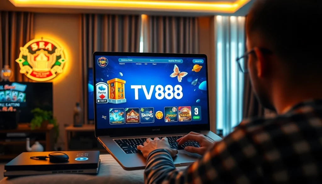 TV88 online gaming platform showcasing vibrant game graphics and user interaction.