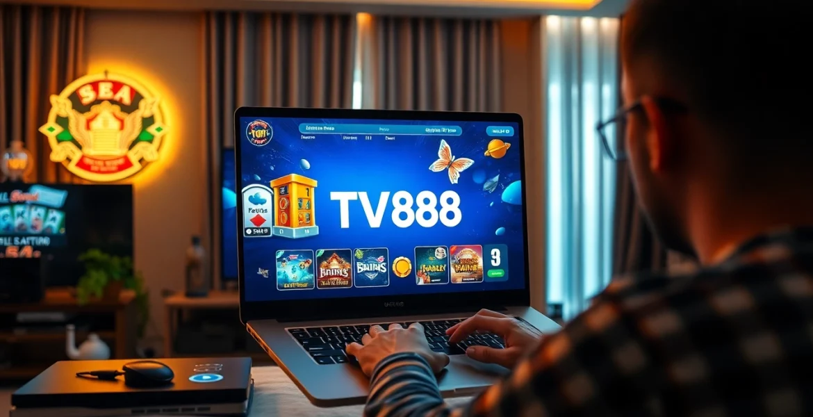 TV88 online gaming platform showcasing vibrant game graphics and user interaction.