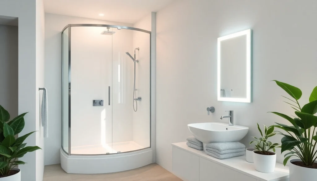 Illuminer votre salle de bain avec sirhona fr : douche moderne et miroir LED.