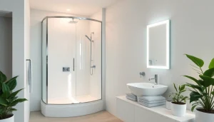 Illuminer votre salle de bain avec sirhona fr : douche moderne et miroir LED.