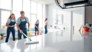 Enhance your space with a professional Cleaning Service team working diligently in a bright home.