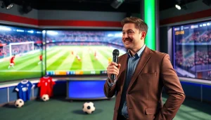 축구중계의 생생한 현장을 전달하는 스포츠 아나운서