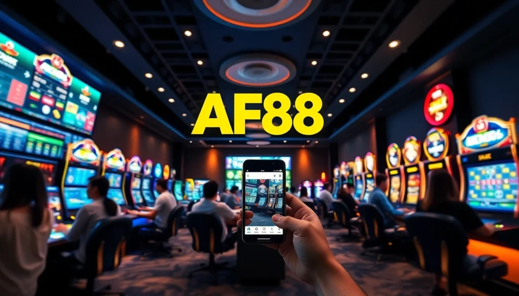 AF88 online betting scene showcasing vibrant gaming activities and user-friendly interfaces.