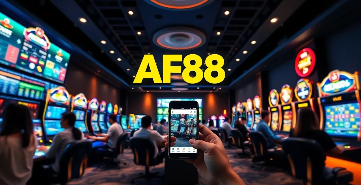 AF88 online betting scene showcasing vibrant gaming activities and user-friendly interfaces.