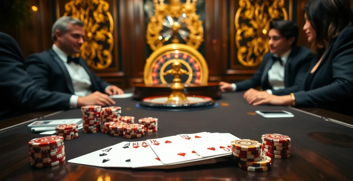 Experience the excitement of poker at Go8 with stylish players and vibrant casino tables.