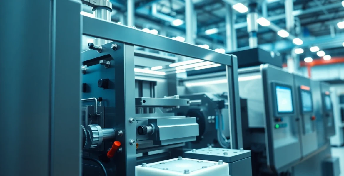 Advanced plastic injection molding machine showcasing technology and precision.