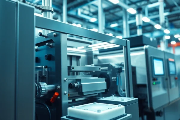 Advanced plastic injection molding machine showcasing technology and precision.