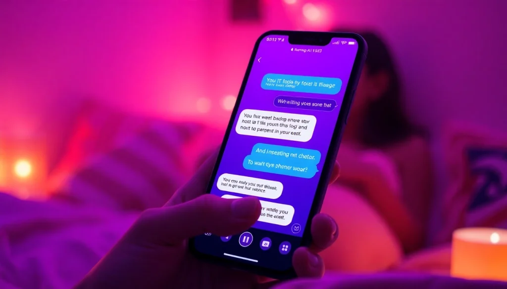 Engaging sex AI chat interaction on a smartphone in a cozy setting