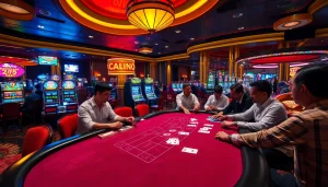 Exciting gameplay at jeetbuzz ক্যাসিনো featuring blackjack and vibrant slot machines.