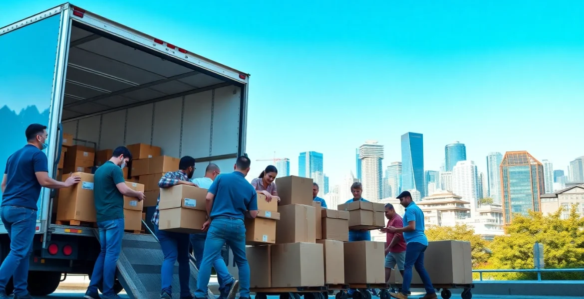 Professional movers from a moving company Vancouver coordinating an office relocation efficiently.