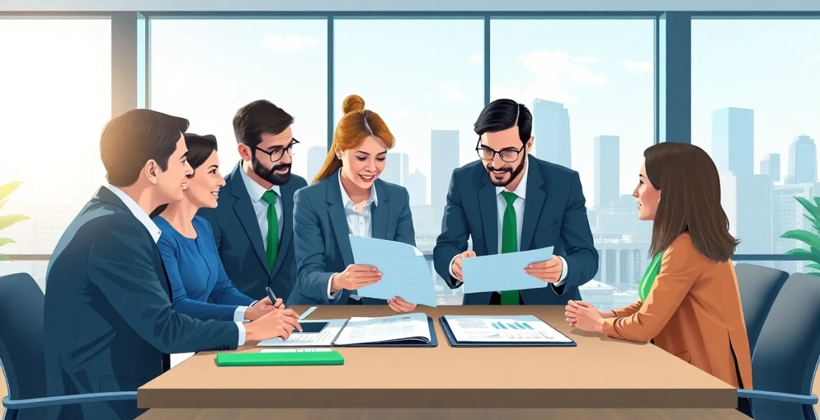 Evaluate a Bid-No-Bid Analysis with business consultants in a modern office setting.