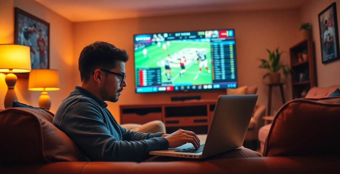 Engaged bettor analyzing online sports betting Georgia trends in a cozy home.