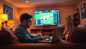 Engaged bettor analyzing online sports betting Georgia trends in a cozy home.