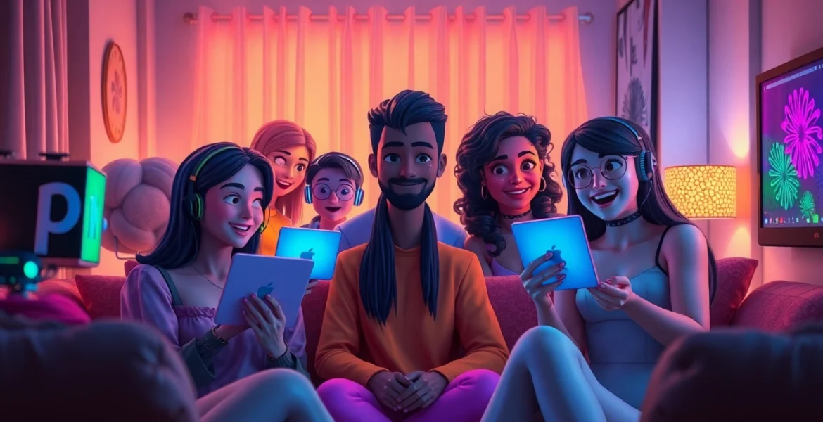 Engaging scene of animated characters in a sex chat AI conversation, showcasing emotion and intimacy.