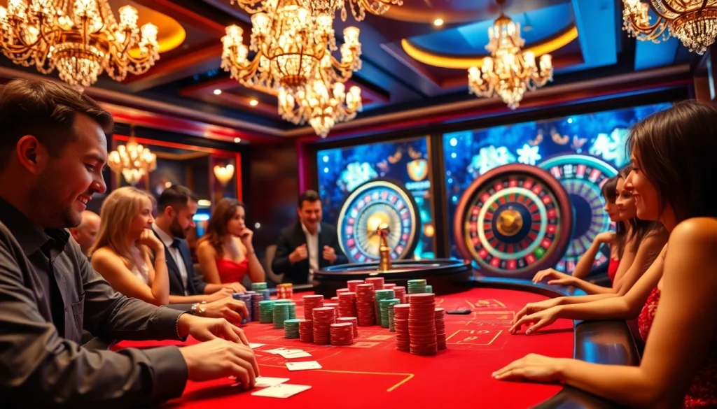 Experience excitement at https://mm88.london/ with a lively casino game packed with players and vibrant elements.
