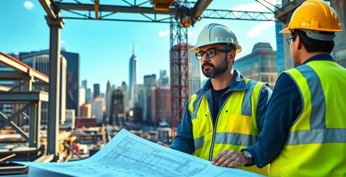 Manhattan General Contractor overseeing a construction project with workers and construction equipment in view.