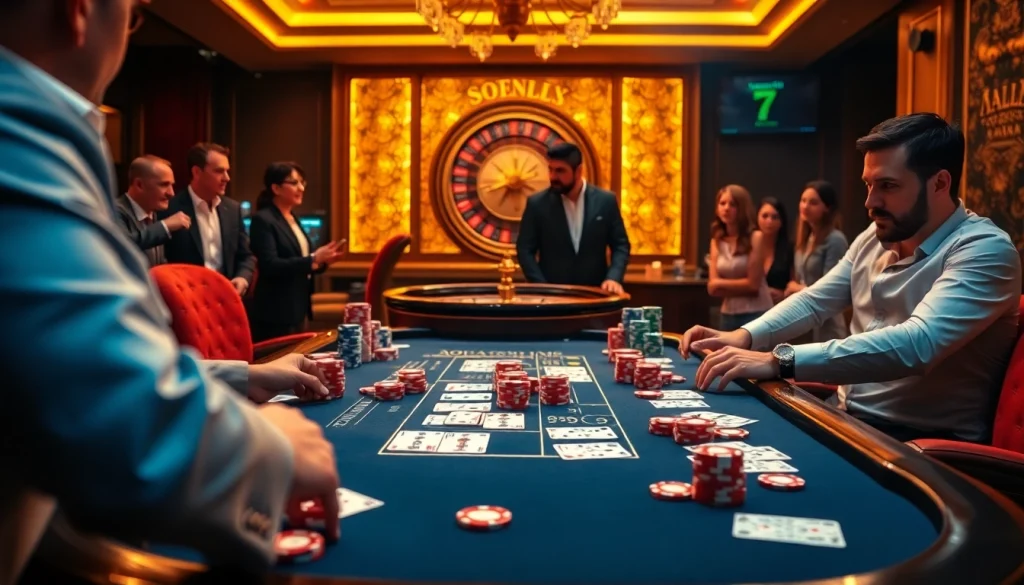 Experience the thrill of betting at the 7m poker table in a luxurious casino setting.