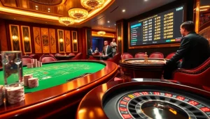Engaging players at a khela88 bet casino table invoking excitement and strategy in a luxurious setting.