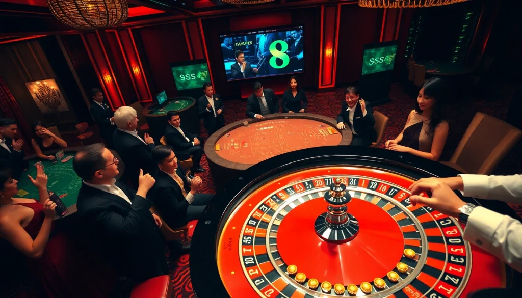 Players enjoying high-stakes bets at S8 casino tables during an exciting gaming session.