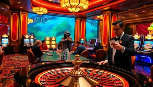 Experience the thrill of Rio's vibrant casino atmosphere with high-stakes poker and roulette action.