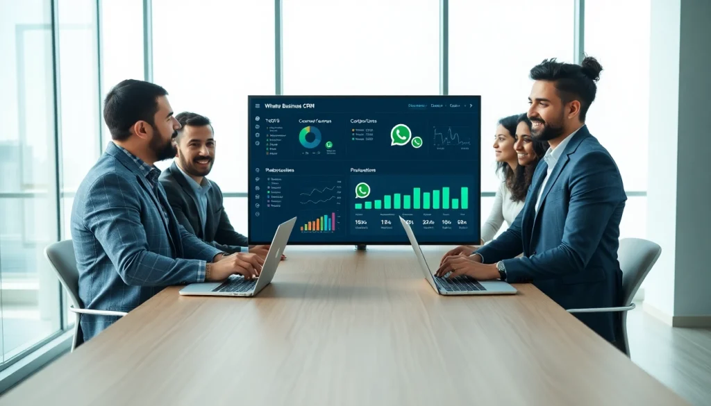 Enhance customer engagement leveraging WhatsApp Business CRM solutions in a professional meeting setting.