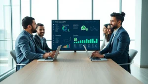 Enhance customer engagement leveraging WhatsApp Business CRM solutions in a professional meeting setting.