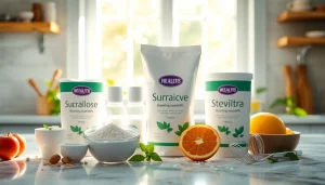 Verwenden Sie massensüßstoff für Ihre gesunden Desserts, präsentiert in einem einladenden Setting.