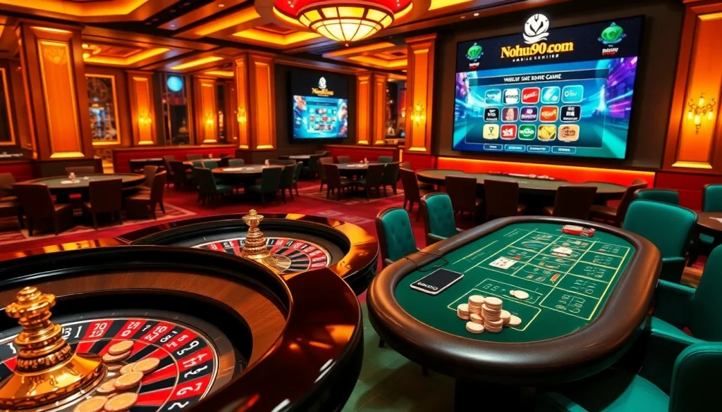 Engage in thrilling games at nohu90 com with luxurious tables and vibrant casino atmosphere.