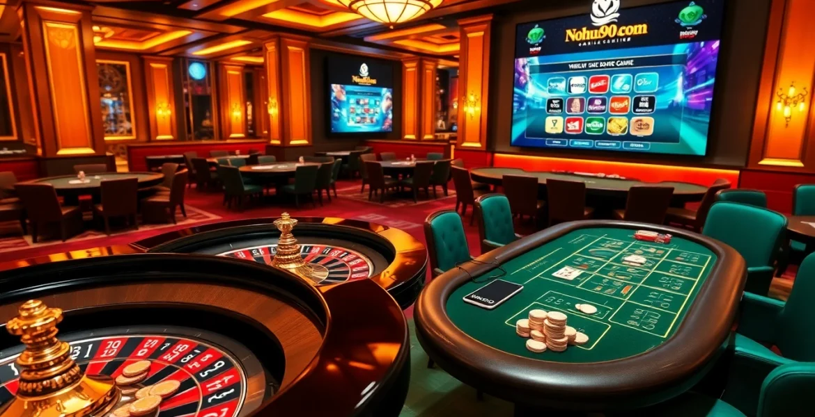 Engage in thrilling games at nohu90 com with luxurious tables and vibrant casino atmosphere.