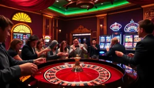 Experience excitement at a luxury casino table featuring Lc 88, vibrant games, and eager players.