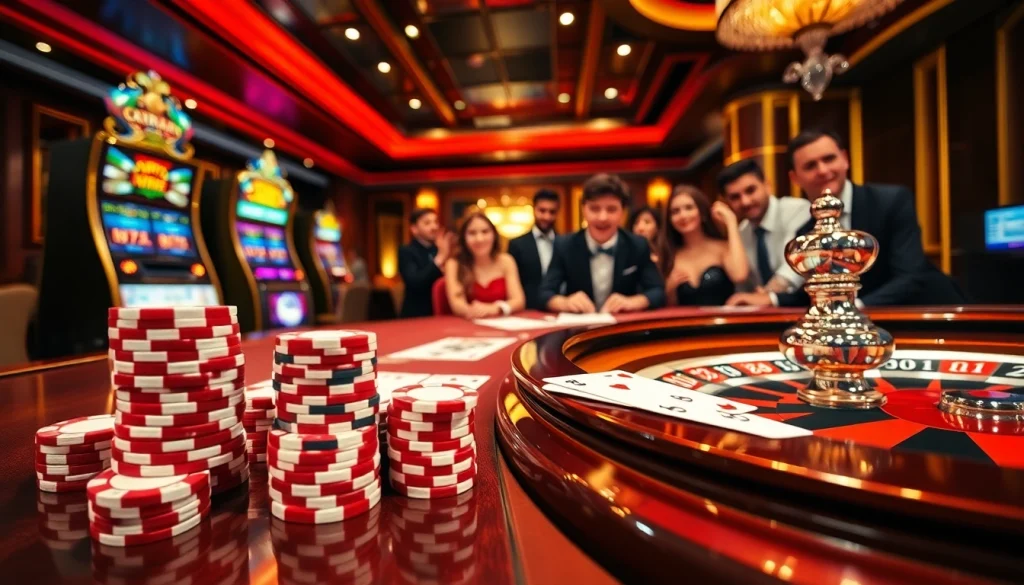 Experience the thrilling world of gambling at XN88 with vibrant slot machines and poker tables.