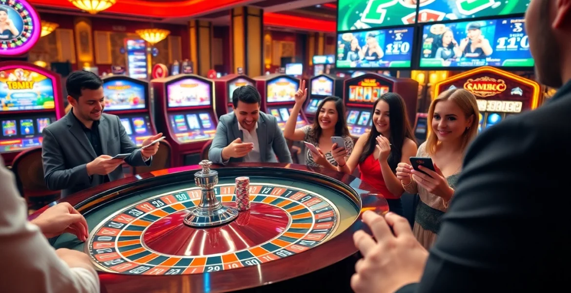 Experience the thrill of gambling at nohu90 com with vibrant casino visuals and excited players.