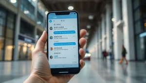 Telegram中文 interface showcasing user-friendly features on a smartphone.